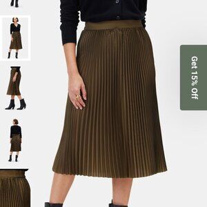 Amour Vert Blaze Pleated Skirt in Bronzed Olive - Sm